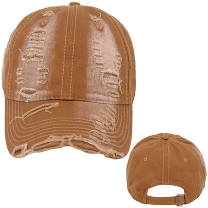Anna-Kaci Vintage Washed Distressed Baseball Cap Denim Cotton Adjustable Dad Hats for Women Men