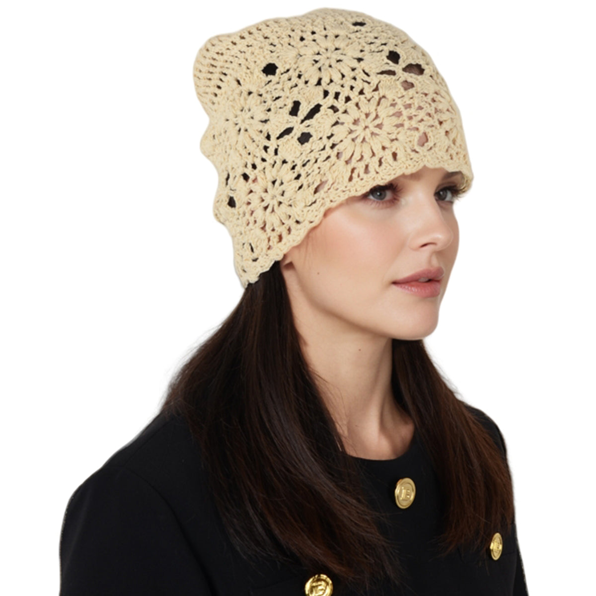 Anna-Kaci Crochet Floral Slouchy Beanie Hat Lightweight 