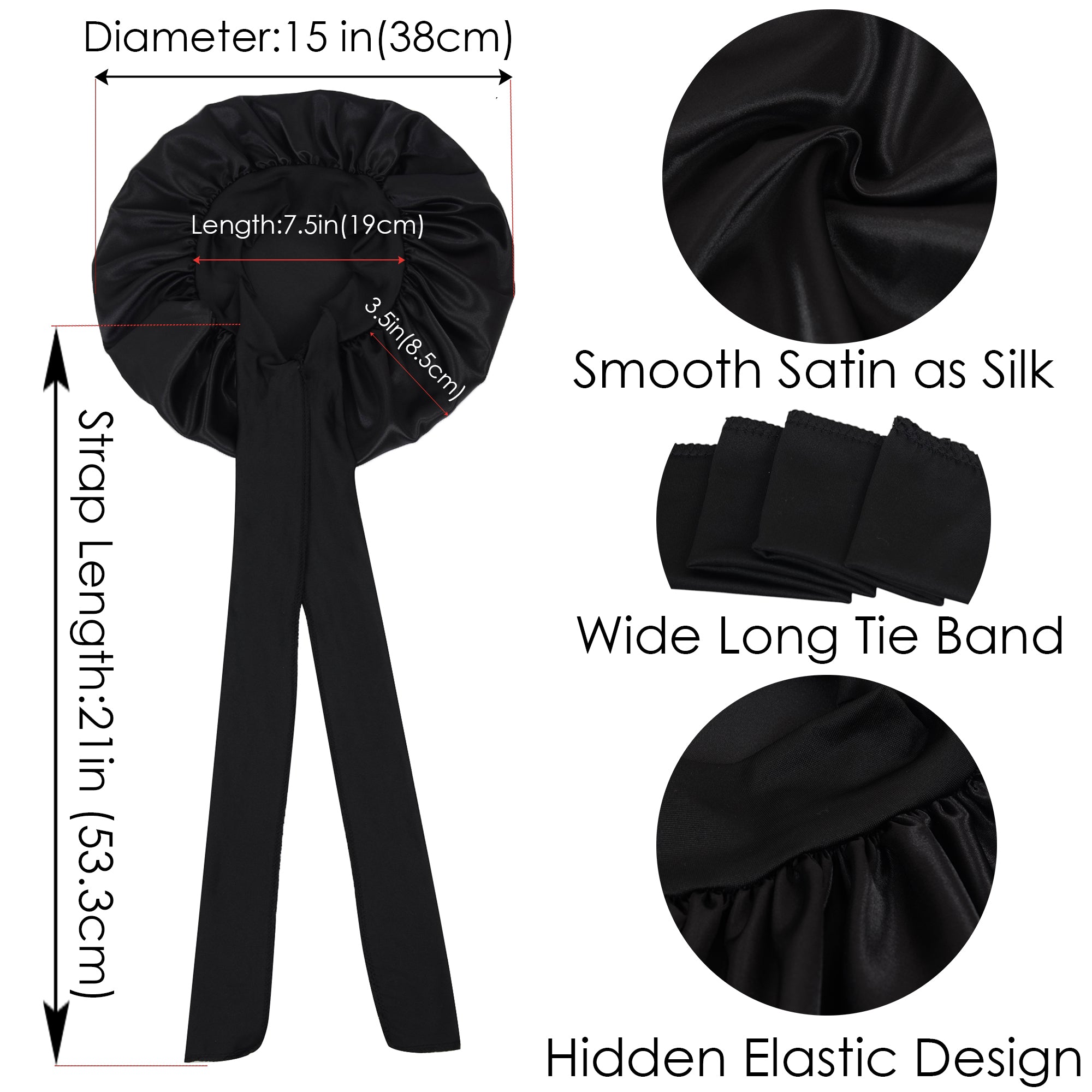 Anna-Kaci Silk Bonnet for Sleeping Satin Lined Hair Bonnet with Long Tie Band for Women Curly Hair