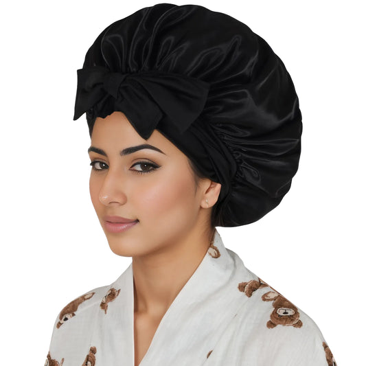 Anna-Kaci Silk Bonnet for Sleeping Satin Lined Hair Bonnet with Long Tie Band for Women Curly Hair
