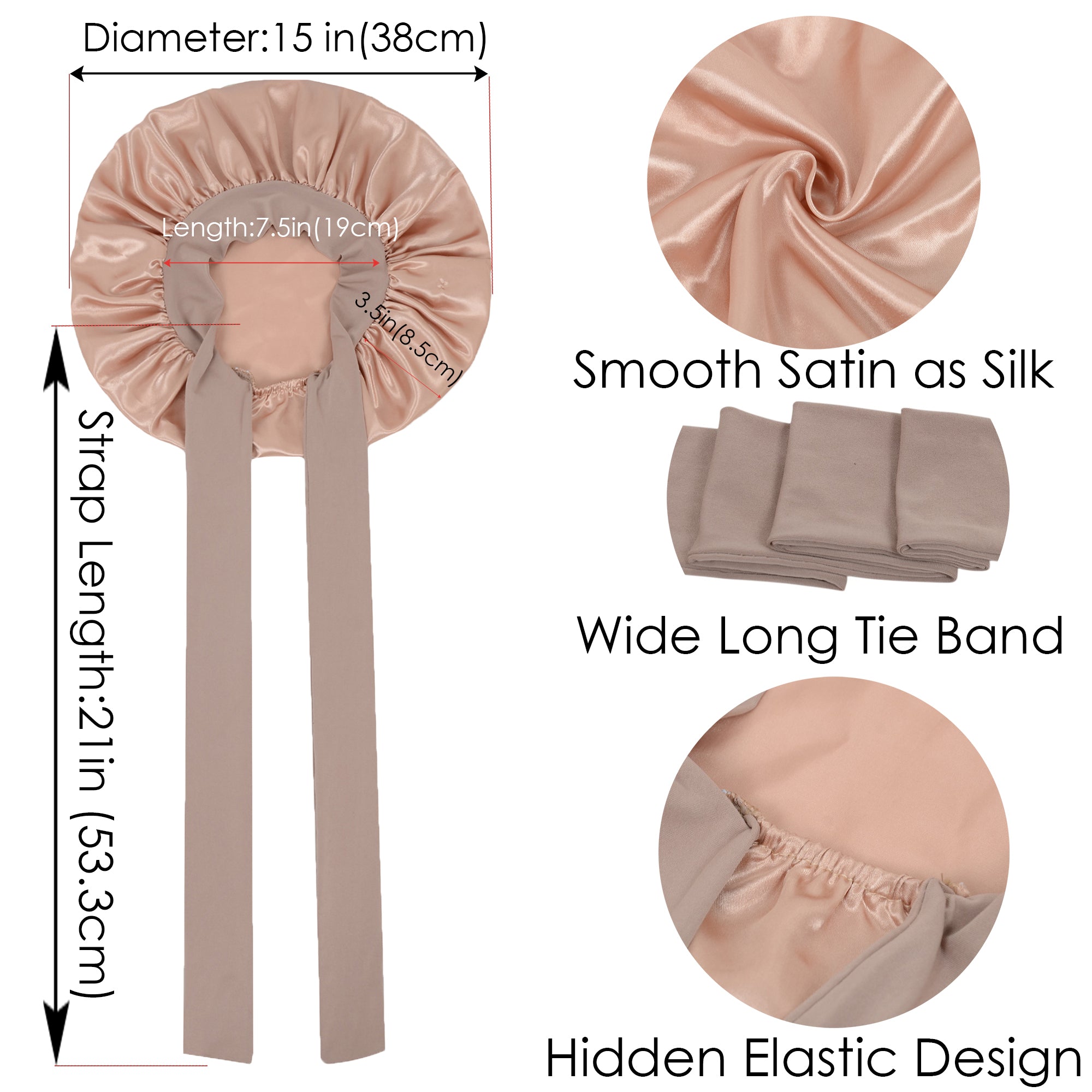 Anna-Kaci Silk Bonnet for Sleeping Satin Lined Hair Bonnet with Long Tie Band for Women Curly Hair