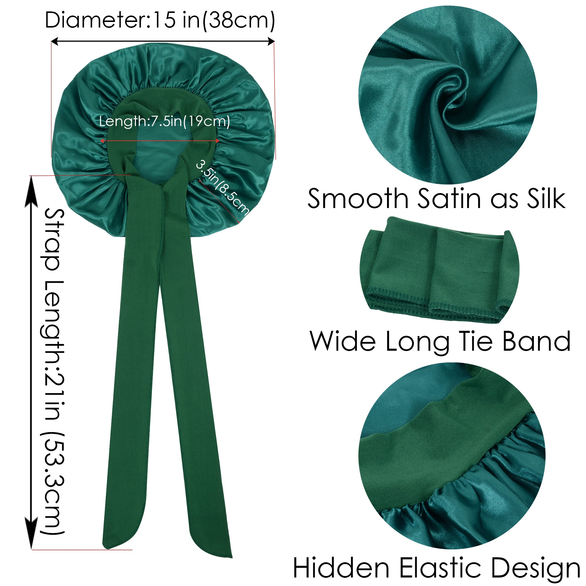 Anna-Kaci Silk Bonnet for Sleeping Satin Lined Hair Bonnet with Long Tie Band for Women Curly Hair