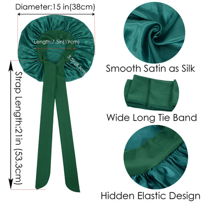 Anna-Kaci Silk Bonnet for Sleeping Satin Lined Hair Bonnet with Long Tie Band for Women Curly Hair