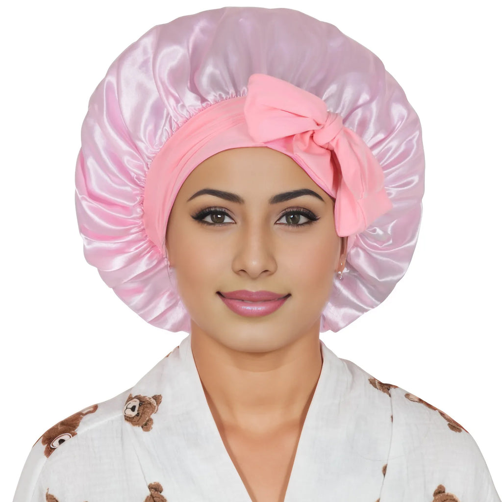 Anna-Kaci Silk Bonnet for Sleeping Satin Lined Hair Bonnet with Long Tie Band for Women Curly Hair