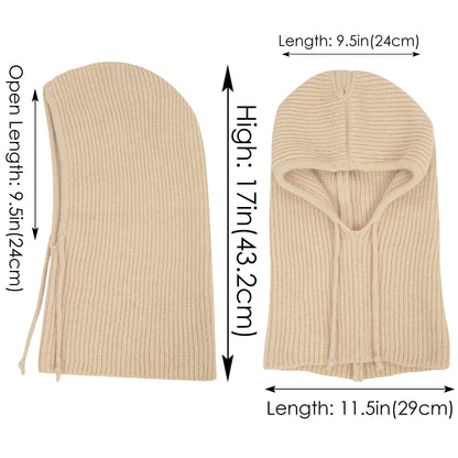 Anna-Kaci Solid Hooded Scarf Hat Winter Balaclava Knit Skull Cap Beanie Hat Neck Gaiters for Women