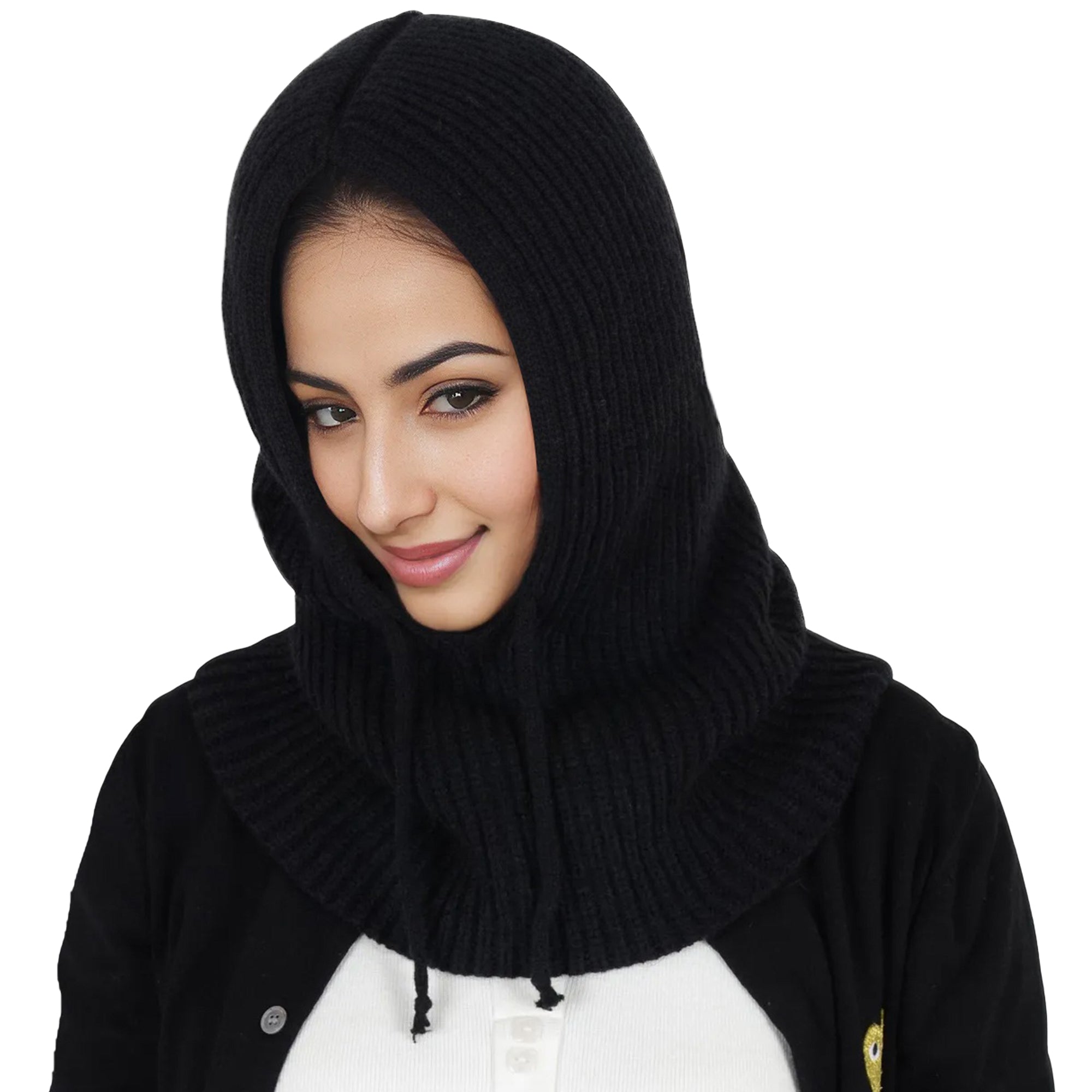 Anna-Kaci Solid Hooded Scarf Hat Winter Balaclava Knit Skull Cap Beanie Hat Neck Gaiters for Women