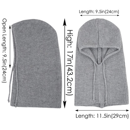 Anna-Kaci Solid Hooded Scarf Hat Winter Balaclava Knit Skull Cap Beanie Hat Neck Gaiters for Women