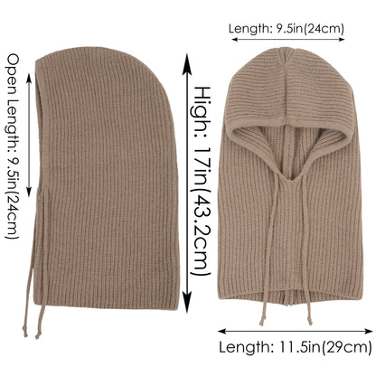 Anna-Kaci Solid Hooded Scarf Hat Winter Balaclava Knit Skull Cap Beanie Hat Neck Gaiters for Women