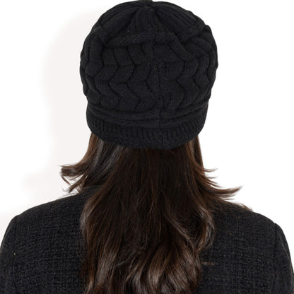 Anna-Kaci Women's Knitted Newsboy Cap with Braided Cable Pattern and Stylish Brim Design