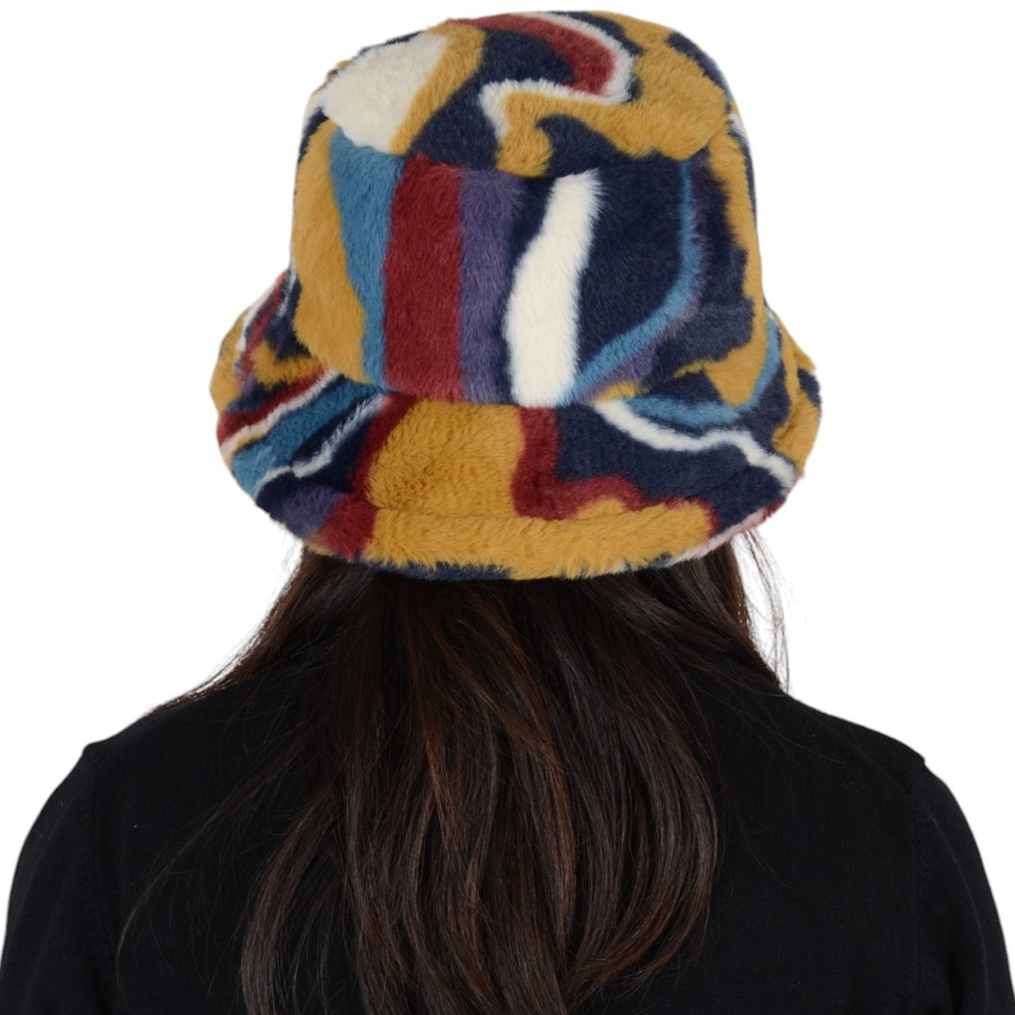 Anna-Kaci Comfy Faux Fur Fuzzy Bucket Hat Colorful Winter Warm Hat Plush Fisherman Cap for Women