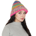 Anna-Kaci Colorful Striped Knit Bucket Hat Fluffy Trendy Winter Lightweight Foldable Crochet Fisherman Hat for Women