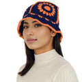 Anna-Kaci Women's Crochet Bucket Hat Retro Sunburst Pattern Knit Handmade Foldable Floppy Beach Hat