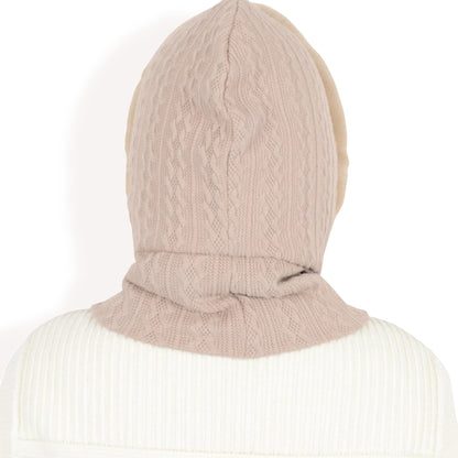 Anna-Kaci Women's Faux Fur Lined Knit Hooded Scarf with Adjustable Drawstring and Full Coverage for Winter Warmth