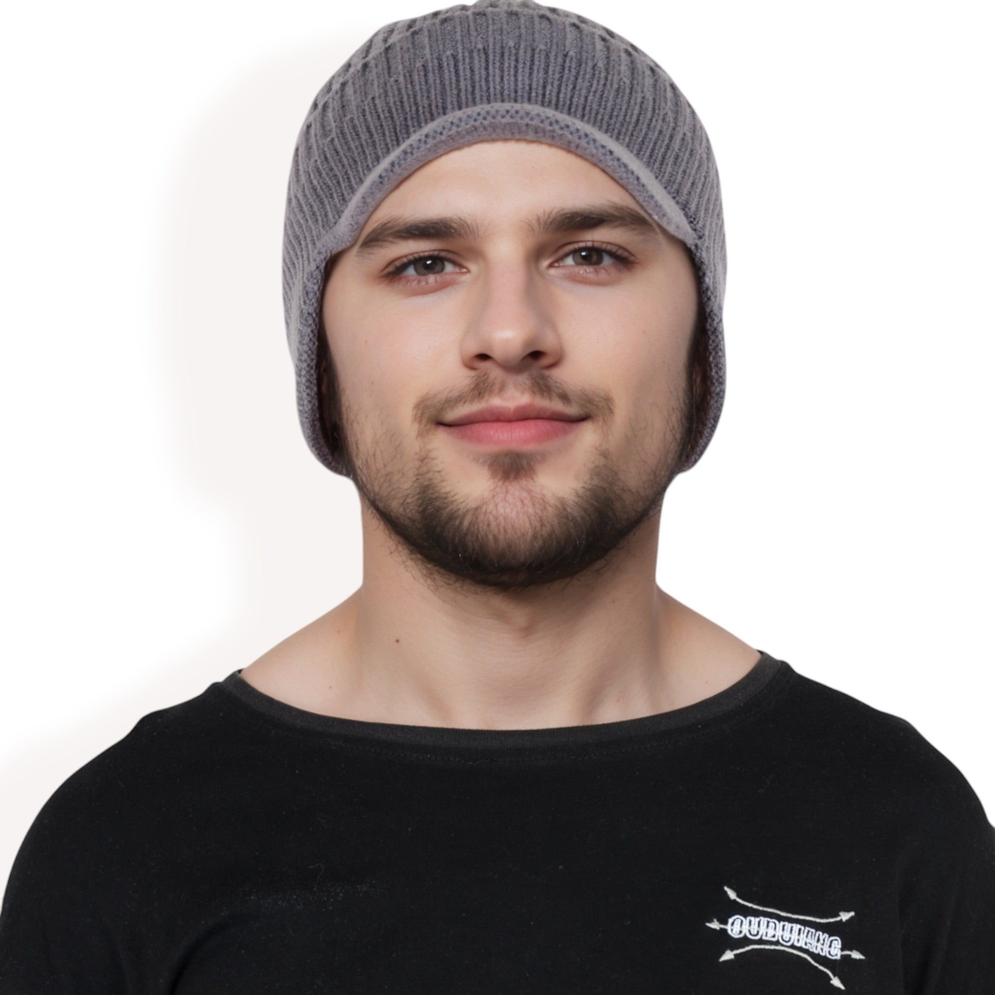 Anna-Kaci Men's Ribbed Knit Baseball Cap with Ear Flap Coverage for Winter Warmth and Style
