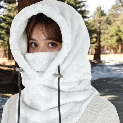 Anna-Kaci Women's Faux Shearling Hooded Scarf with Adjustable Drawstrings and Extended Neck Coverage