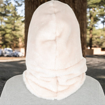 Anna-Kaci Women's Faux Shearling Hooded Scarf with Adjustable Drawstrings and Extended Neck Coverage