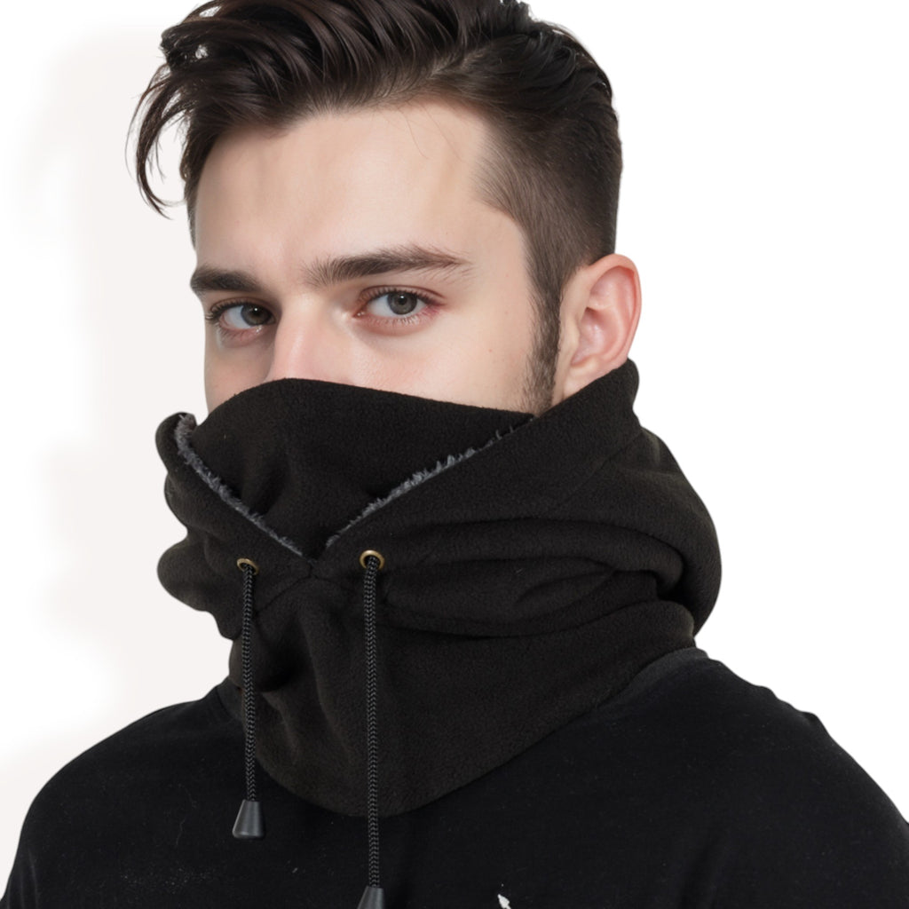 Anna-Kaci Men's Fleece Hooded Neck Warmer with Adjustable Drawstrings and Full Face Coverage for Cold Weather