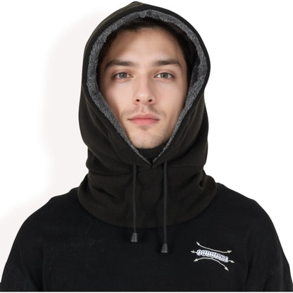 Anna-Kaci Men's Fleece Hooded Neck Warmer with Adjustable Drawstrings and Full Face Coverage for Cold Weather