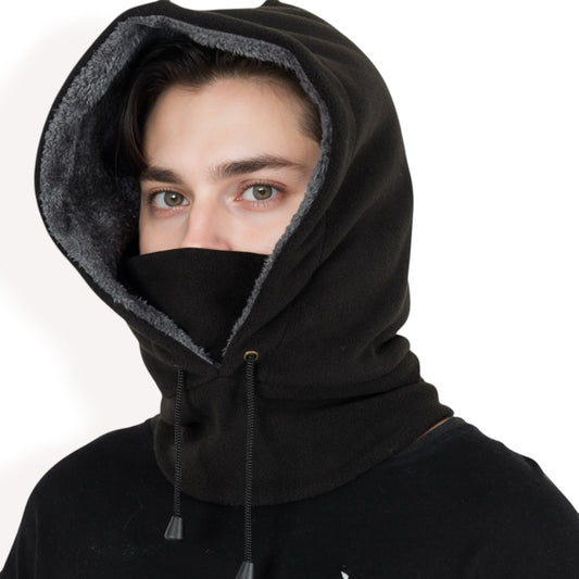 Anna-Kaci Men's Fleece Hooded Neck Warmer with Adjustable Drawstrings and Full Face Coverage for Cold Weather