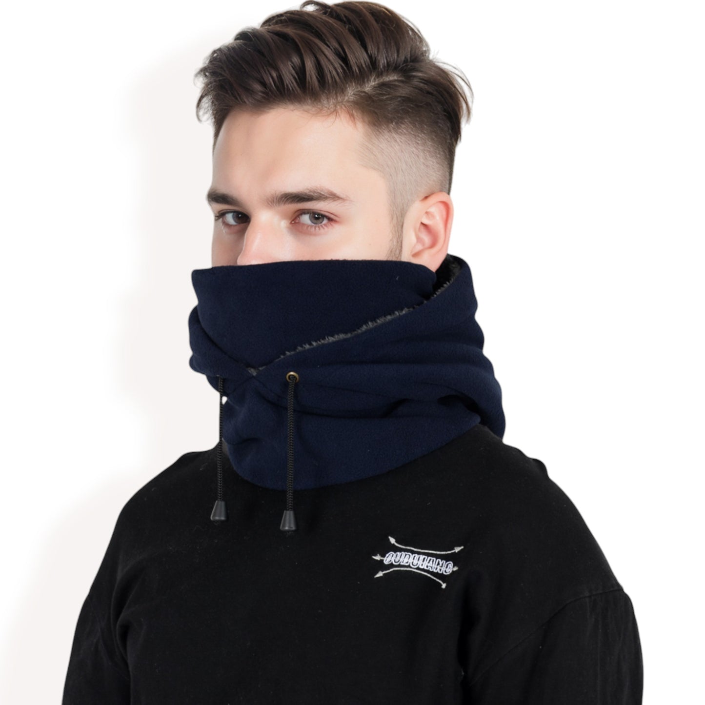 Anna-Kaci Men's Fleece Hooded Neck Warmer with Adjustable Drawstrings and Full Face Coverage for Cold Weather