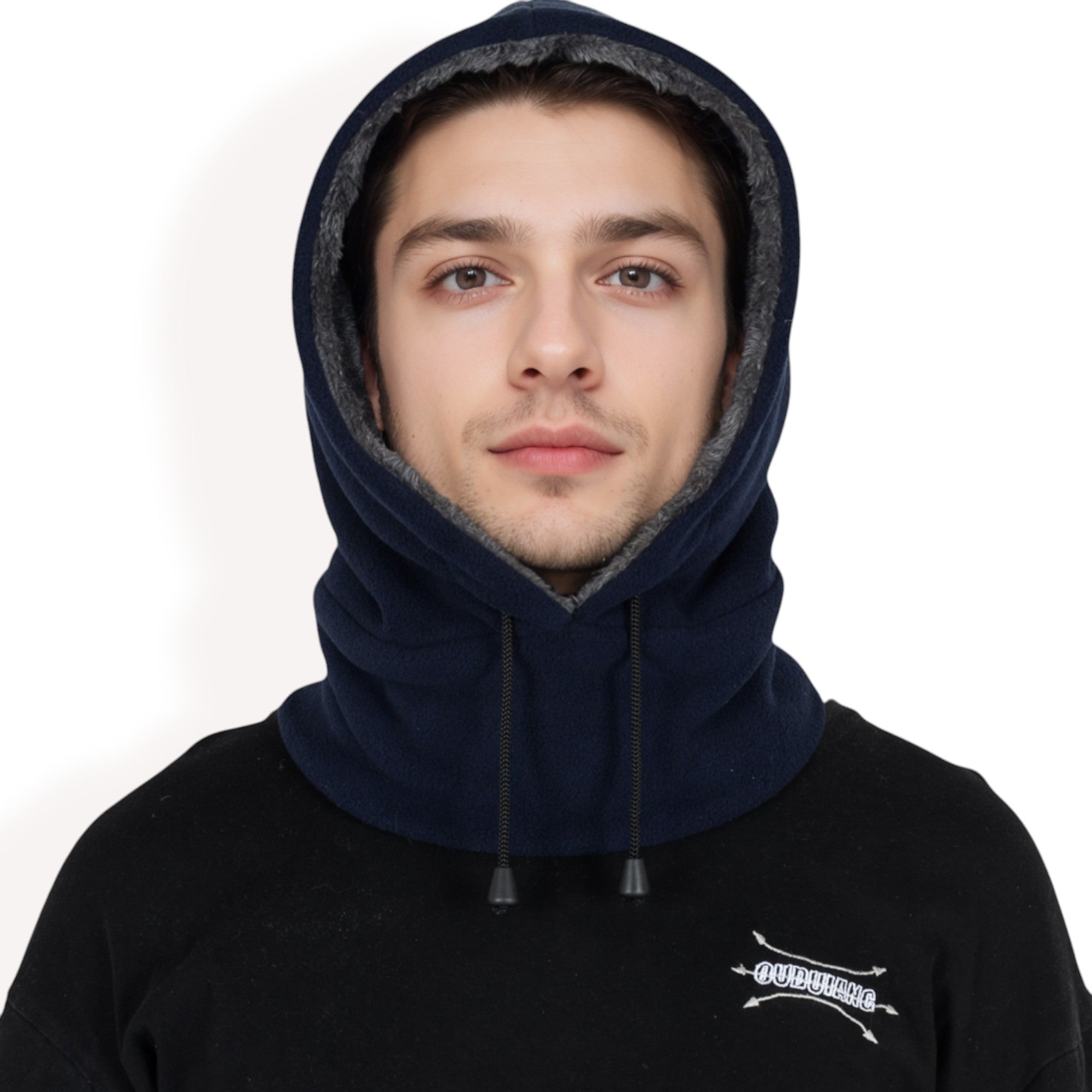Anna-Kaci Men's Fleece Hooded Neck Warmer with Adjustable Drawstrings and Full Face Coverage for Cold Weather