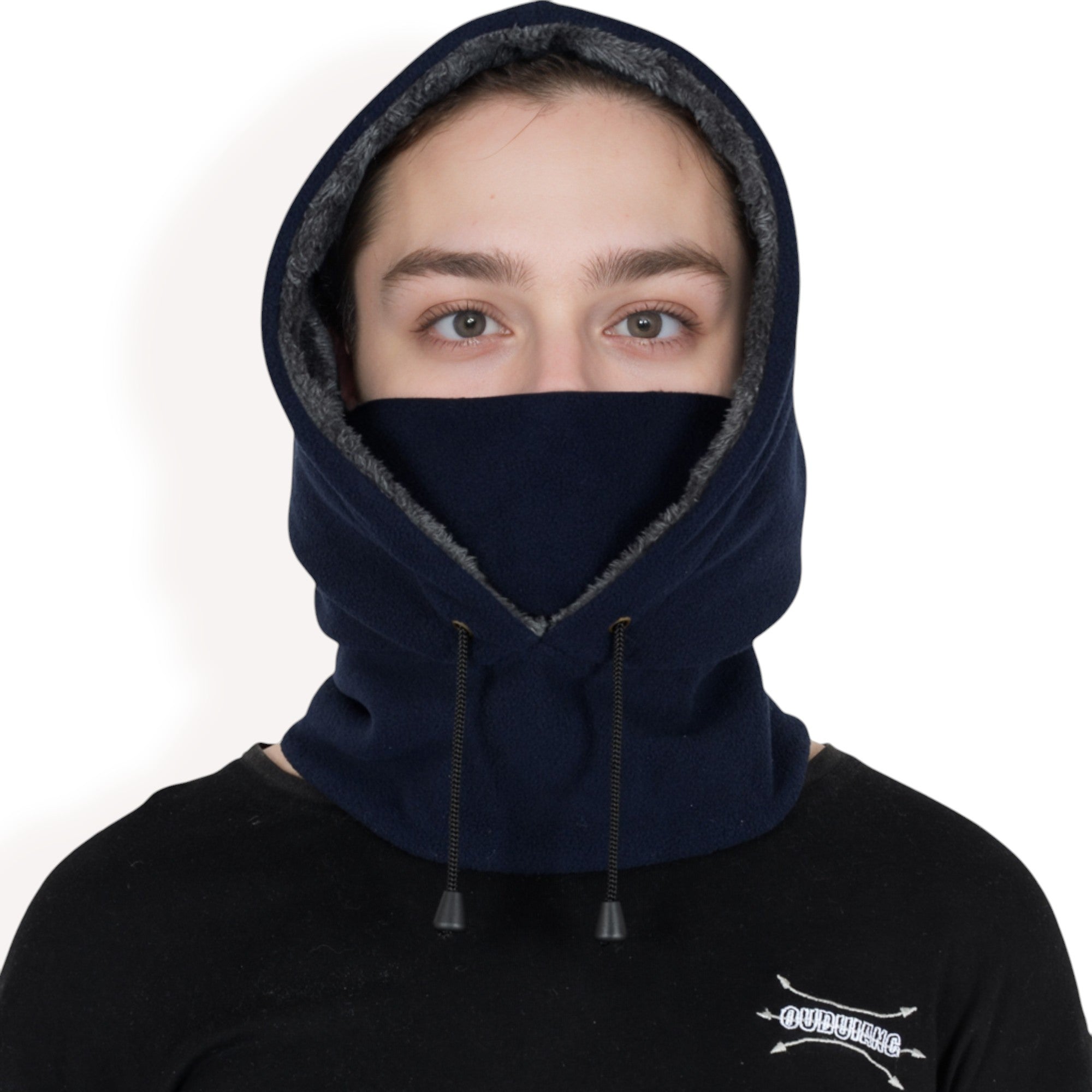 Anna-Kaci Men's Fleece Hooded Neck Warmer with Adjustable Drawstrings and Full Face Coverage for Cold Weather