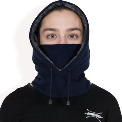 Anna-Kaci Men's Fleece Hooded Neck Warmer with Adjustable Drawstrings and Full Face Coverage for Cold Weather