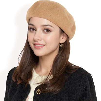 Anna-Kaci Women'sClassic Wool Beret Hat with Adjustable Inner Band and Timeless Parisian Style