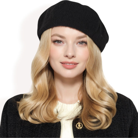Anna-Kaci Women's Lightweight Textured Beret with Soft Stretch Fit and Chic Parisian Design