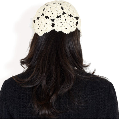 Anna-Kaci Women's Handmade Crochet Lace Cap with Floral Appliques and Elegant Vintage-Inspired Design