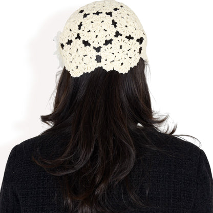 Anna-Kaci Women's Handmade Crochet Lace Cap with Floral Appliques and Elegant Vintage-Inspired Design