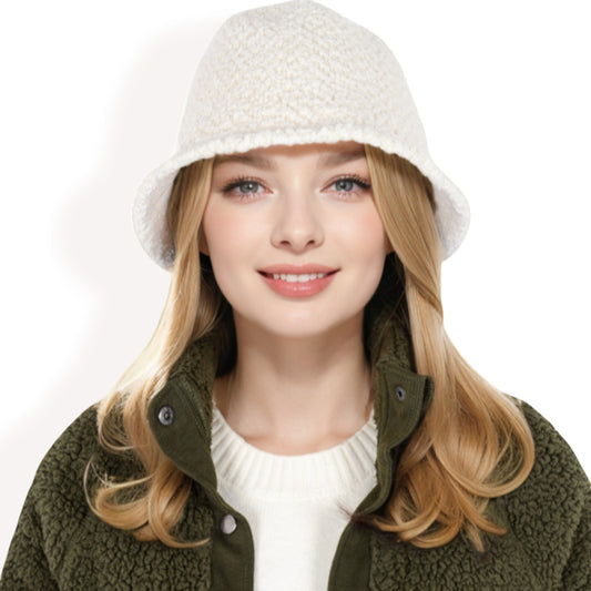 Anna-Kaci Women's High Pile Fleece Bucket Hat with Soft Textured Fabric and Modern Casual Design