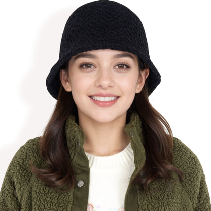 Anna-Kaci Women's High Pile Fleece Bucket Hat with Soft Textured Fabric and Modern Casual Design