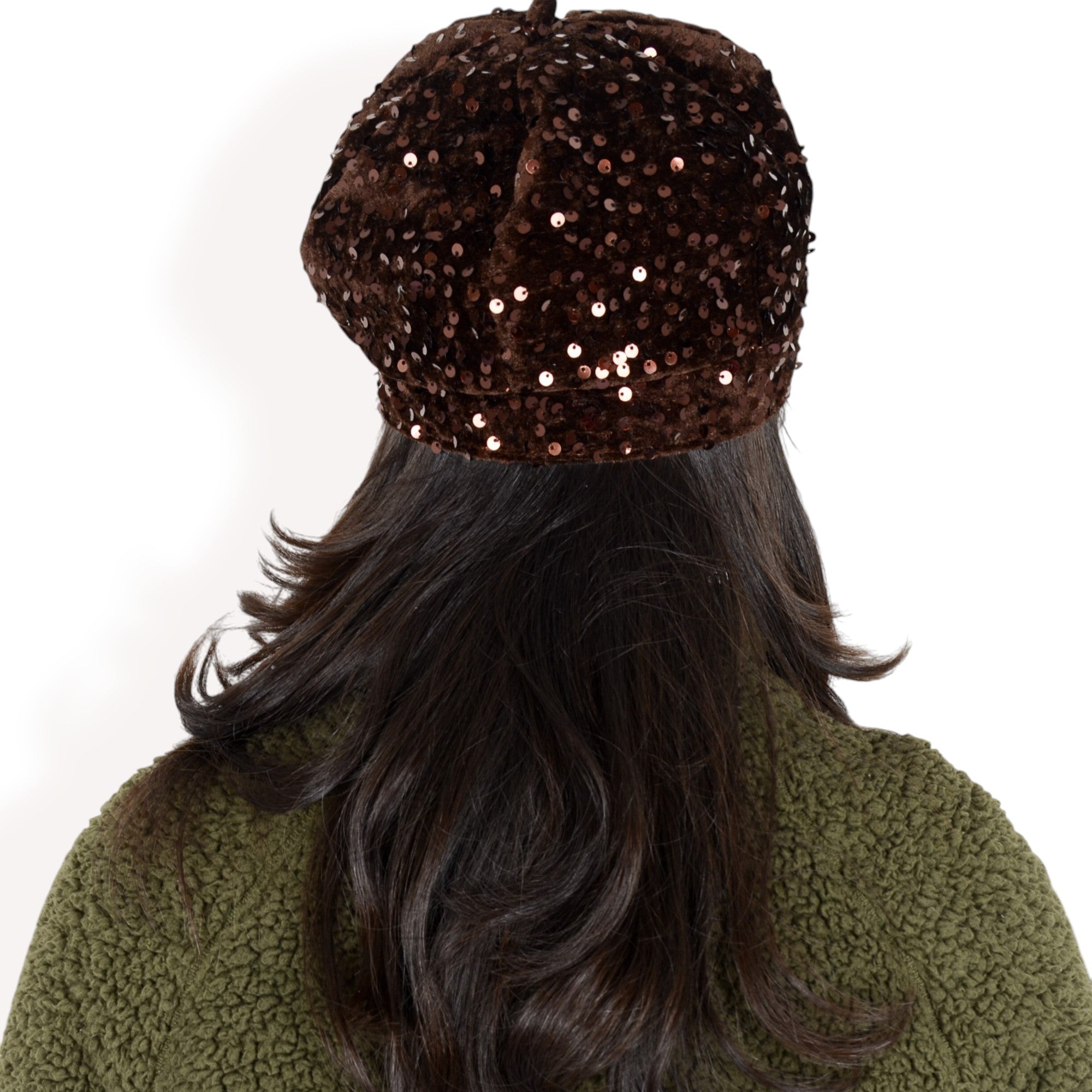 Anna-Kaci Women's Sequin Velvet Beret with Sparkling Embellishments and Comfortable Satin-Lined Interior