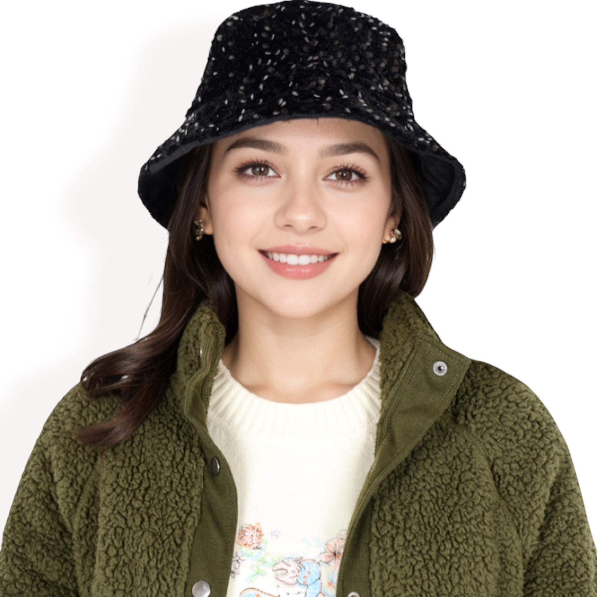 Anna-Kaci Women's Sequin Bucket Hat with Sparkling Design and Reversible Feature for Stylish Casual or Party Looks