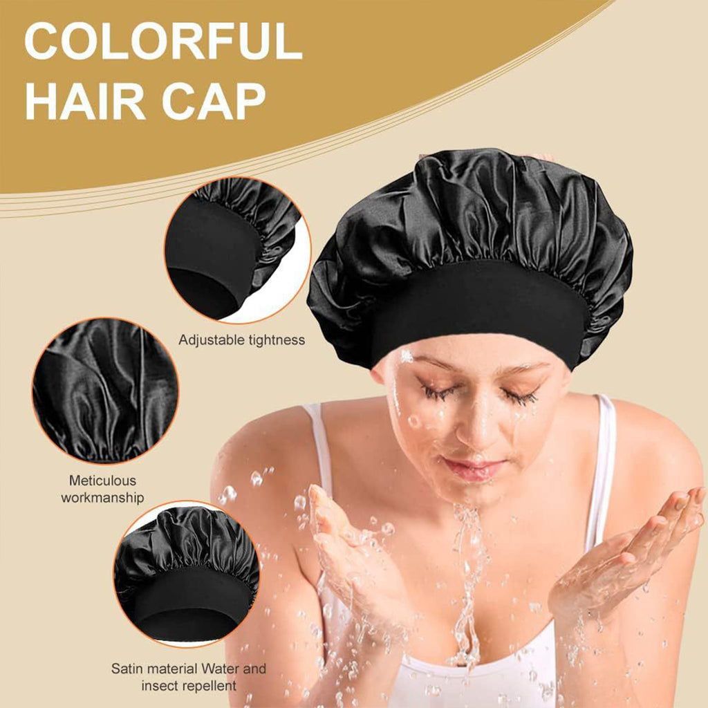 Anna-Kaci Satin Sleep Bonnet Elasticity Wide Band Silky Hair Protection for Curly and Natural Hair