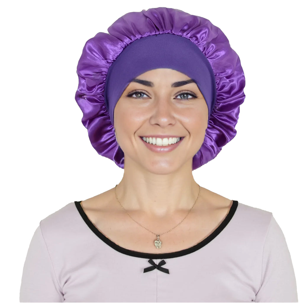 Anna-Kaci Satin Sleep Bonnet Elasticity Wide Band Silky Hair Protection for Curly and Natural Hair