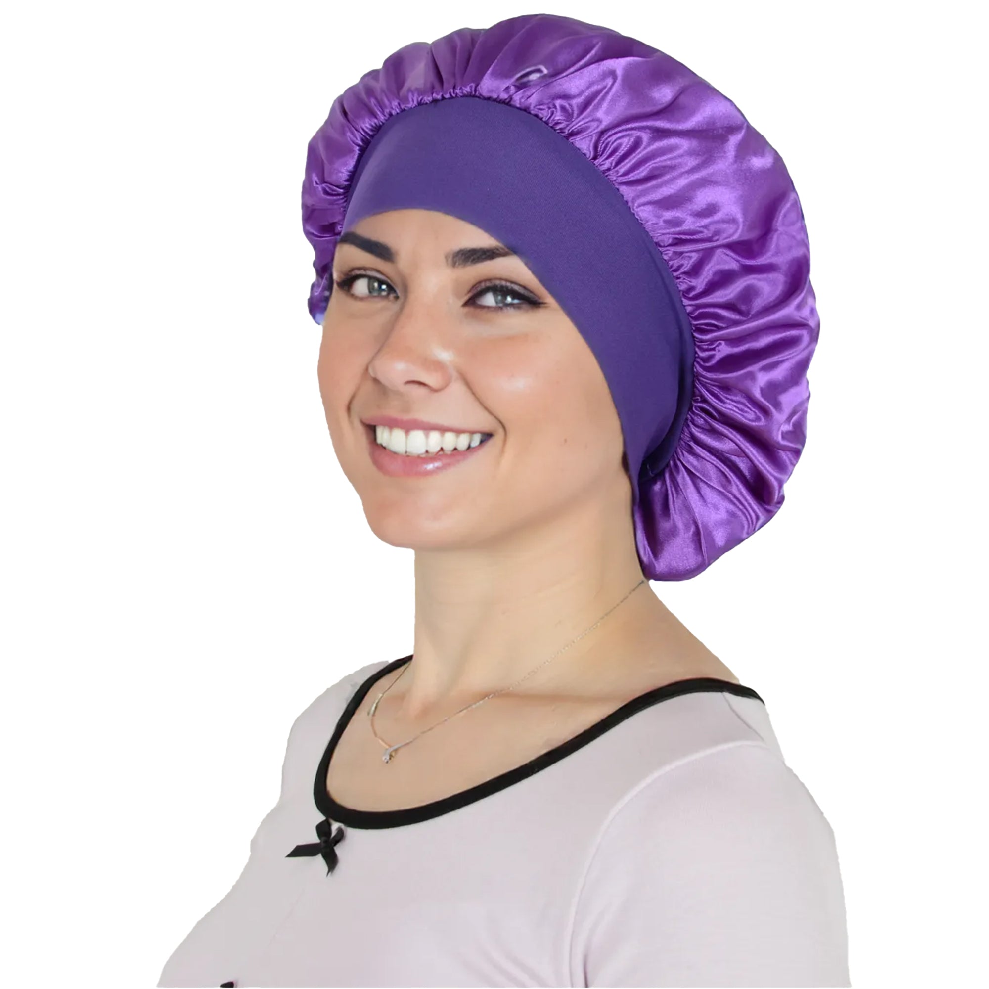 Anna-Kaci Satin Sleep Bonnet Elasticity Wide Band Silky Hair Protection for Curly and Natural Hair