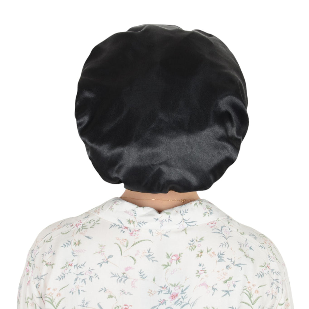 Anna-Kaci Satin Sleep Bonnet Double Layer Ruffled Edge Reversible Silky Cap for Curly and Natural Hair