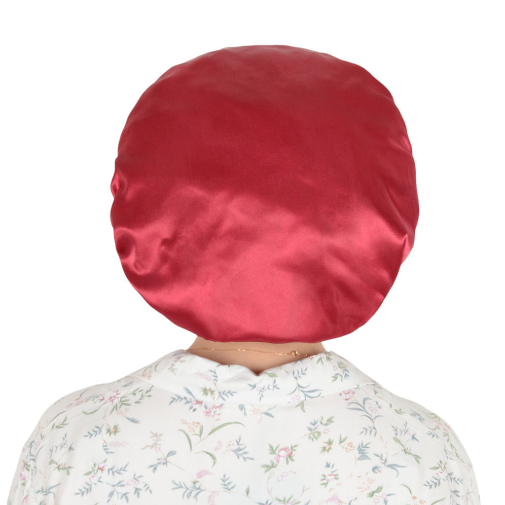 Anna-Kaci Satin Sleep Bonnet Double Layer Ruffled Edge Reversible Silky Cap for Curly and Natural Hair