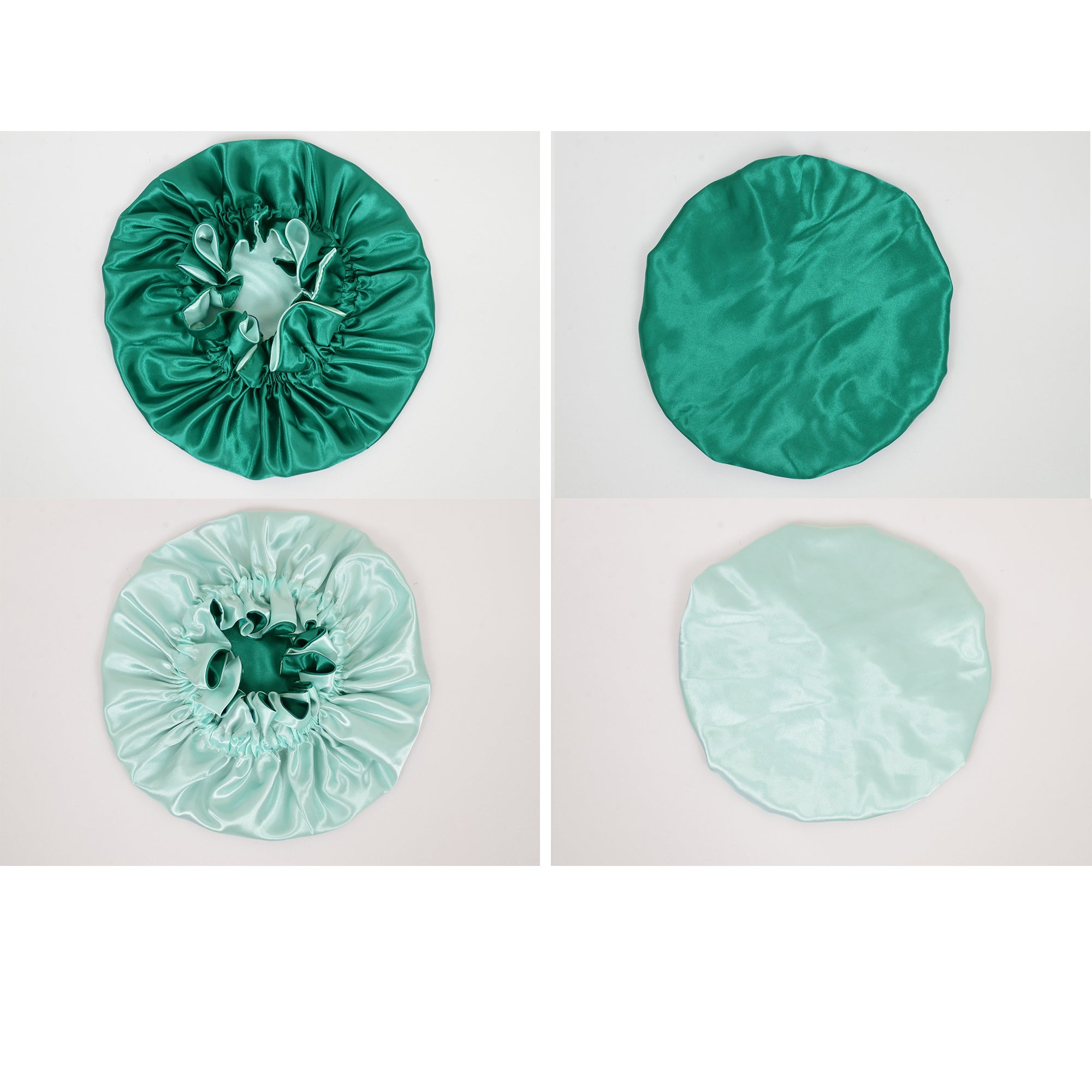 Anna-Kaci Satin Sleep Bonnet Double Layer Ruffled Edge Reversible Silky Cap for Curly and Natural Hair