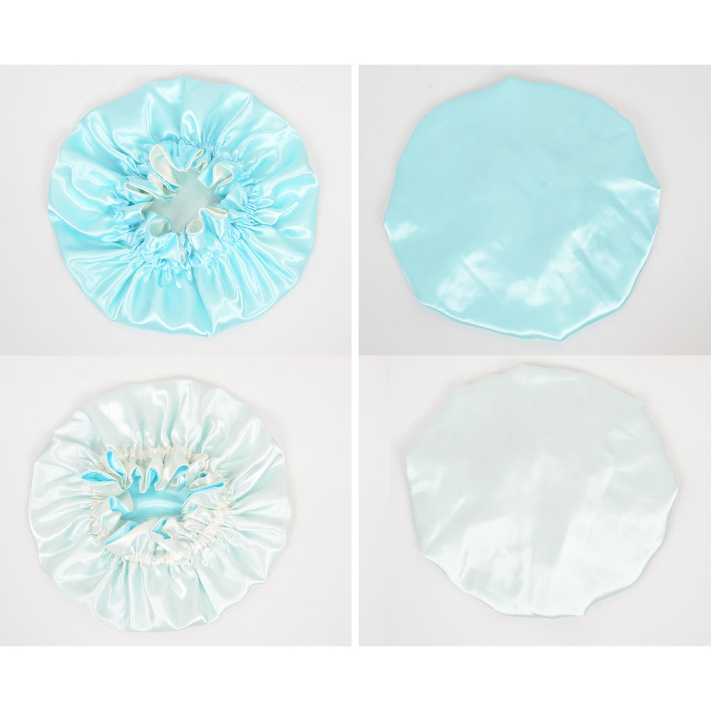 Anna-Kaci Satin Sleep Bonnet Double Layer Ruffled Edge Reversible Silky Cap for Curly and Natural Hair