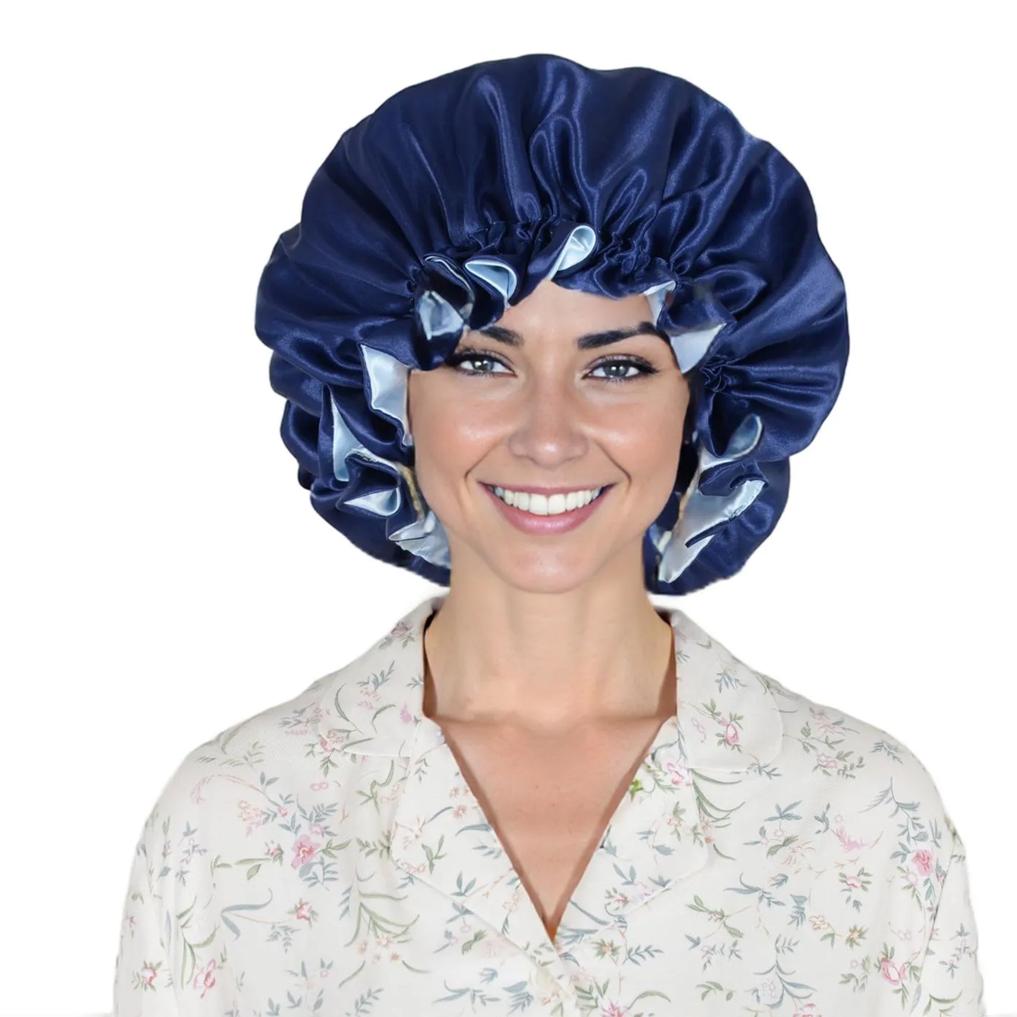 Anna-Kaci Satin Sleep Bonnet Double Layer Ruffled Edge Reversible Silky Cap for Curly and Natural Hair