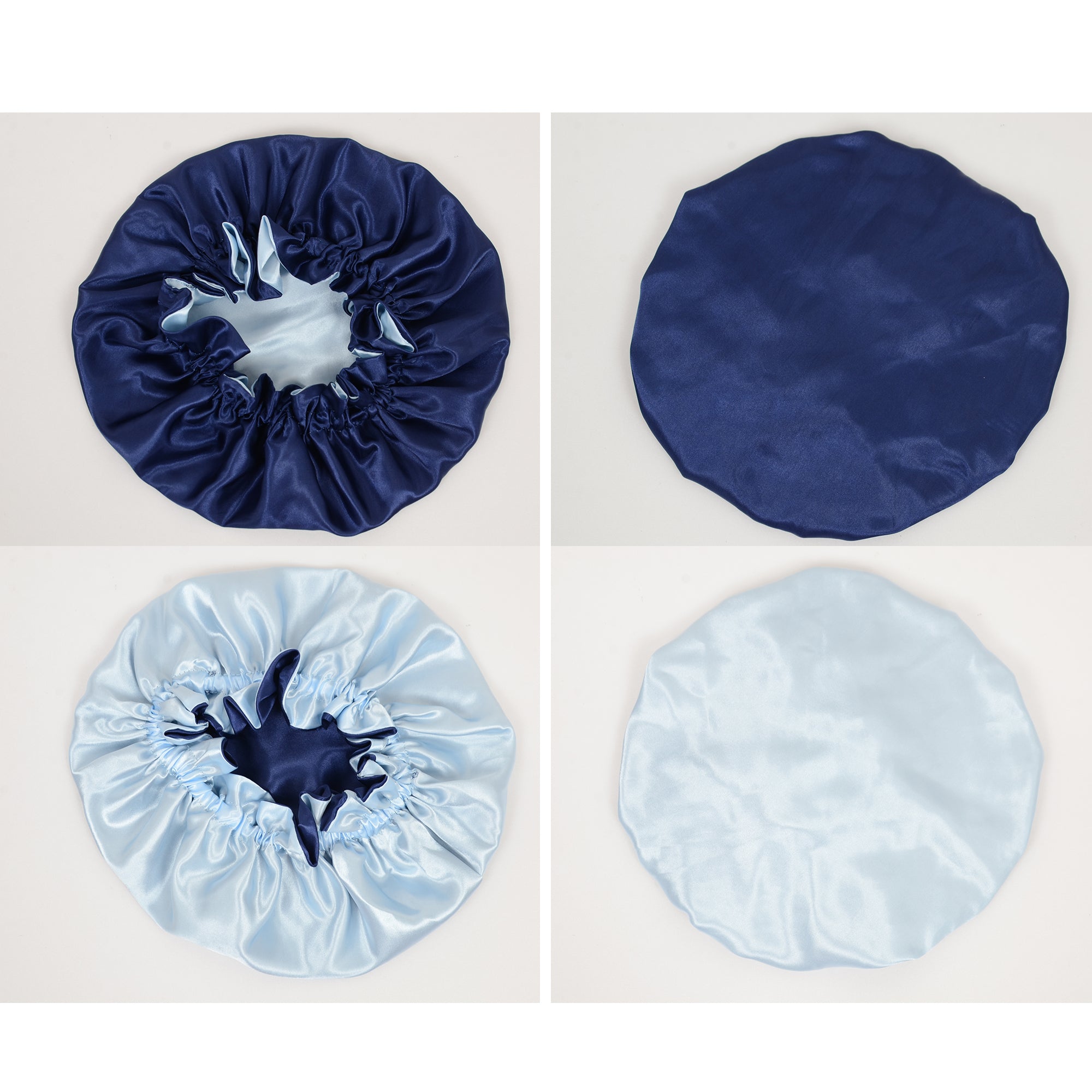 Anna-Kaci Satin Sleep Bonnet Double Layer Ruffled Edge Reversible Silky Cap for Curly and Natural Hair