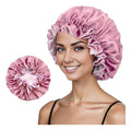 Anna-Kaci Satin Sleep Bonnet Double Layer Ruffled Edge Reversible Silky Cap for Curly and Natural Hair