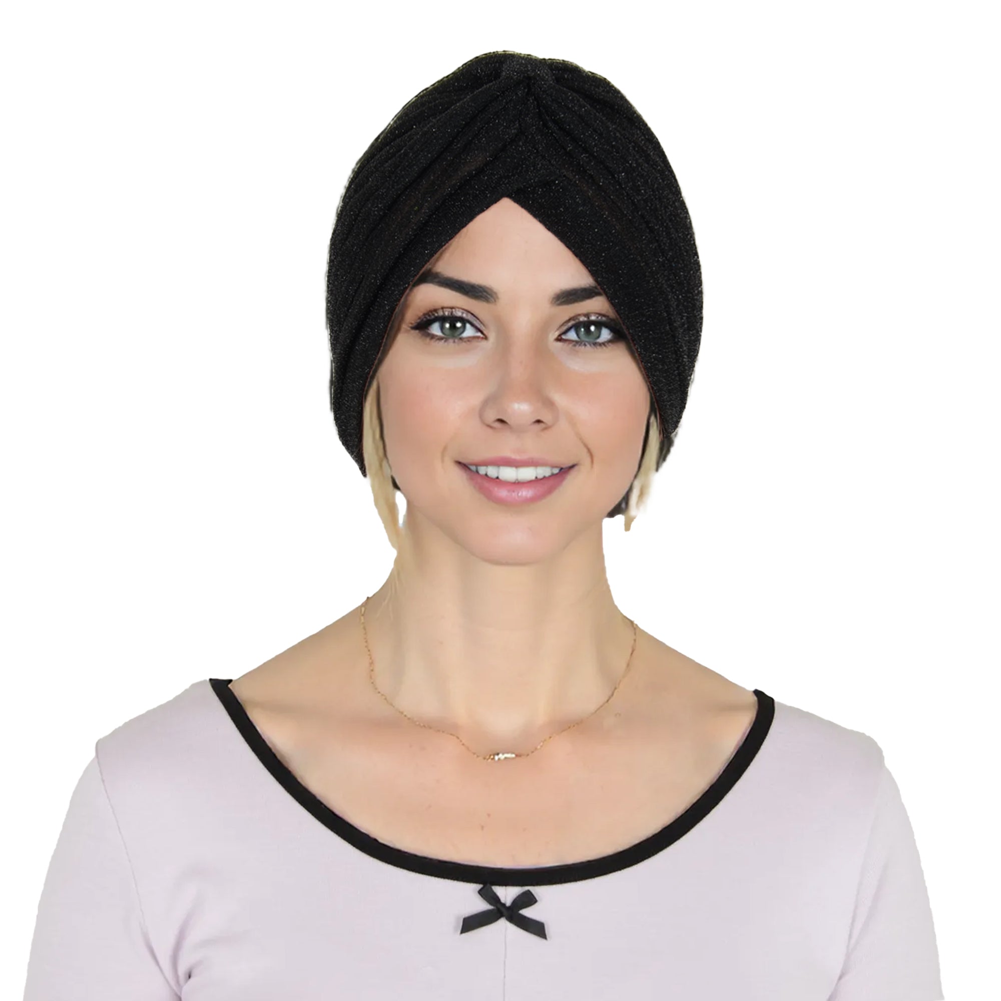 Anna-Kaci Glitter Turban Twist Knot Head Wrap Stretchy Metallic Fabric Elegant Headscarf for Stylish Looks