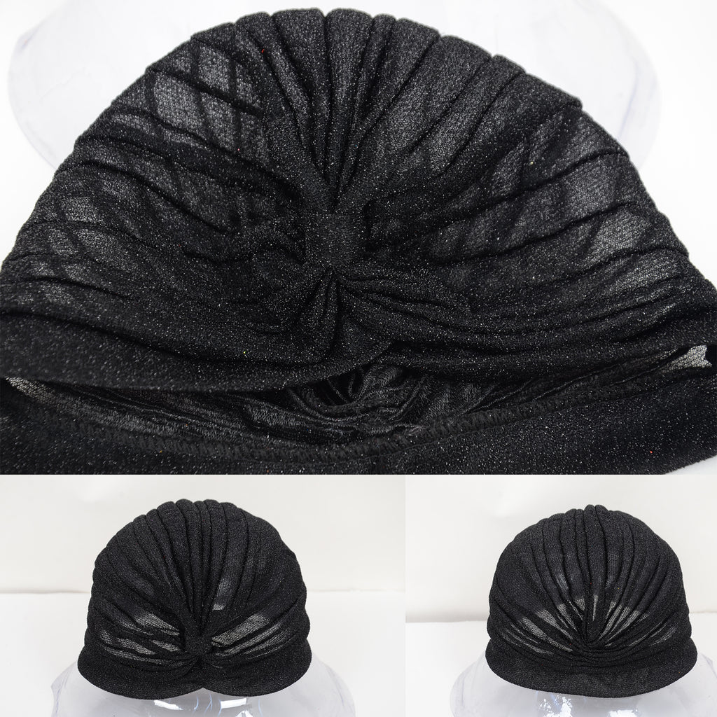 Anna-Kaci Glitter Turban Twist Knot Head Wrap Stretchy Metallic Fabric Elegant Headscarf for Stylish Looks
