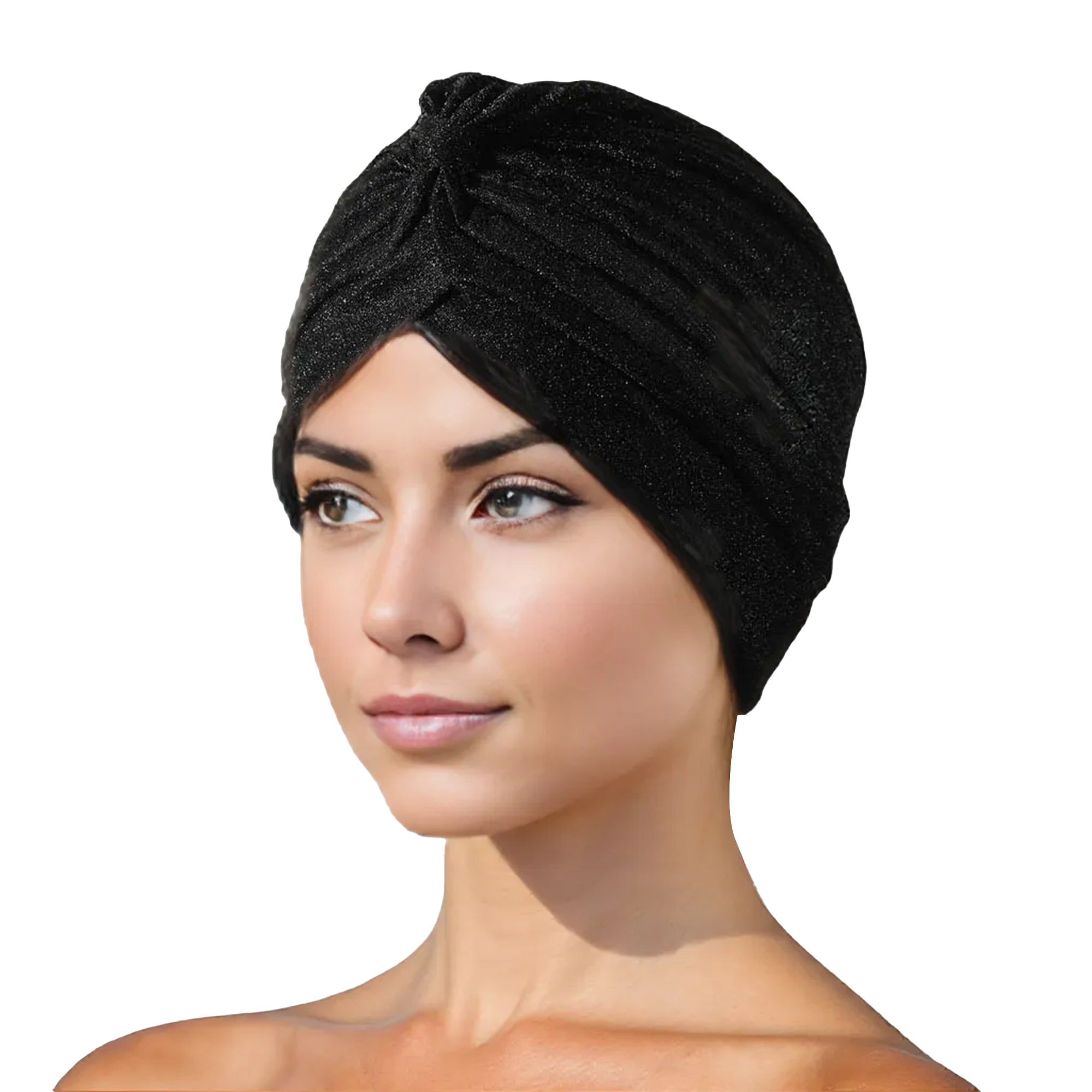 Anna-Kaci Glitter Turban Twist Knot Head Wrap Stretchy Metallic Fabric Elegant Headscarf for Stylish Looks