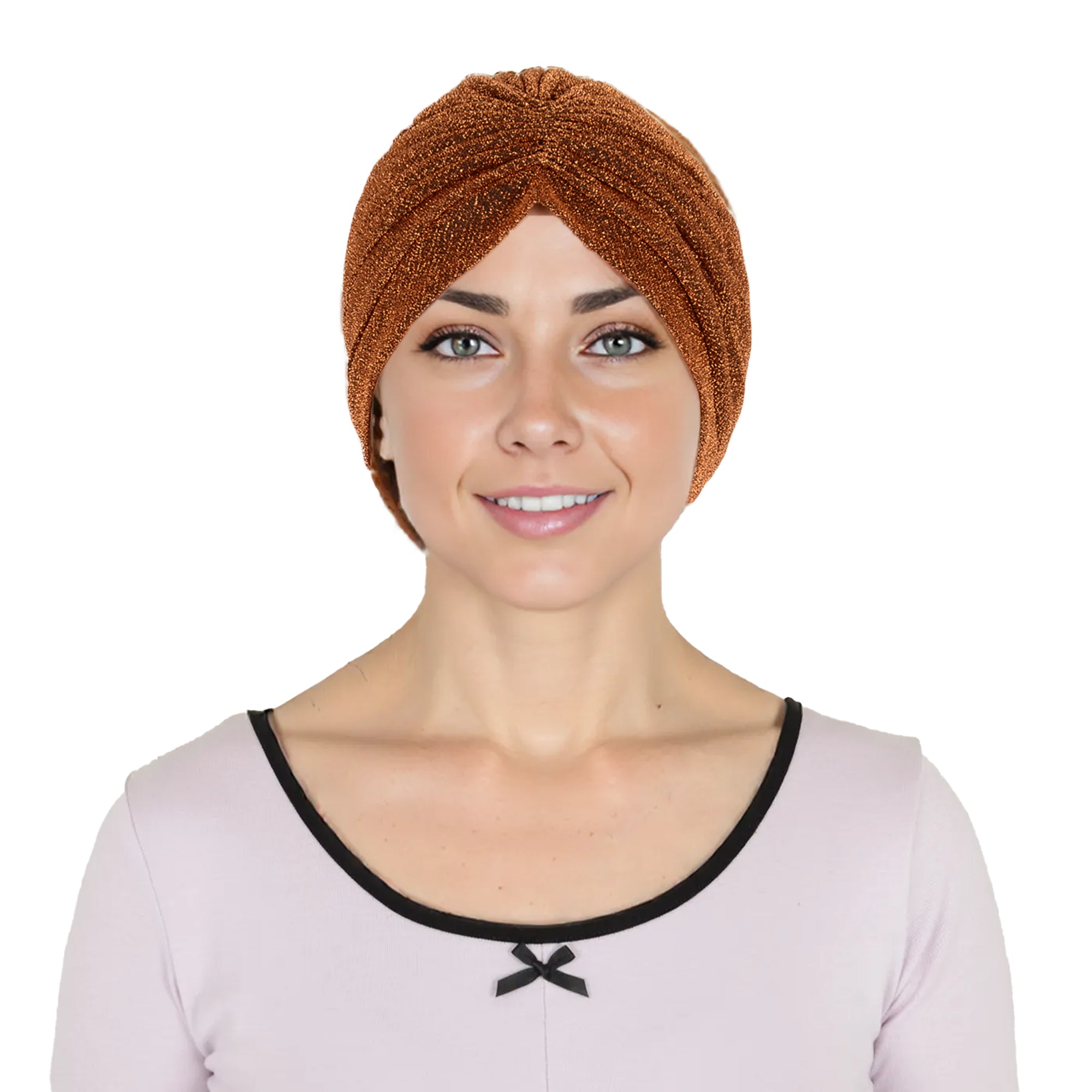 Anna-Kaci Glitter Turban Twist Knot Head Wrap Stretchy Metallic Fabric Elegant Headscarf for Stylish Looks