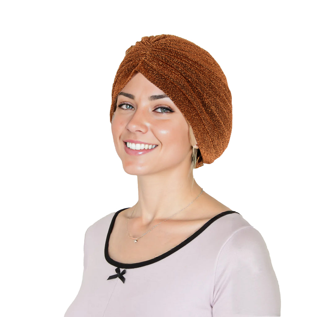 Anna-Kaci Glitter Turban Twist Knot Head Wrap Stretchy Metallic Fabric Elegant Headscarf for Stylish Looks